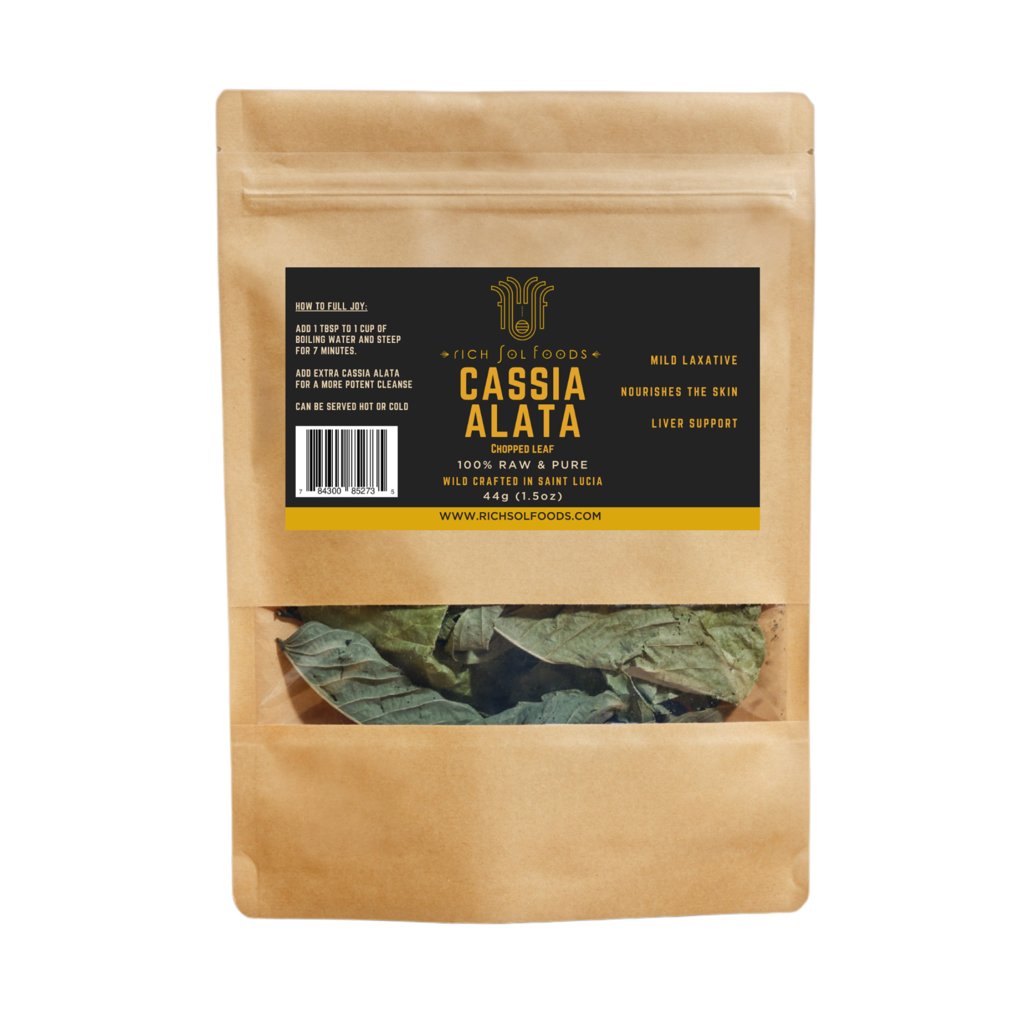 Package of Cassia Alata with visible product and brand label on a white background