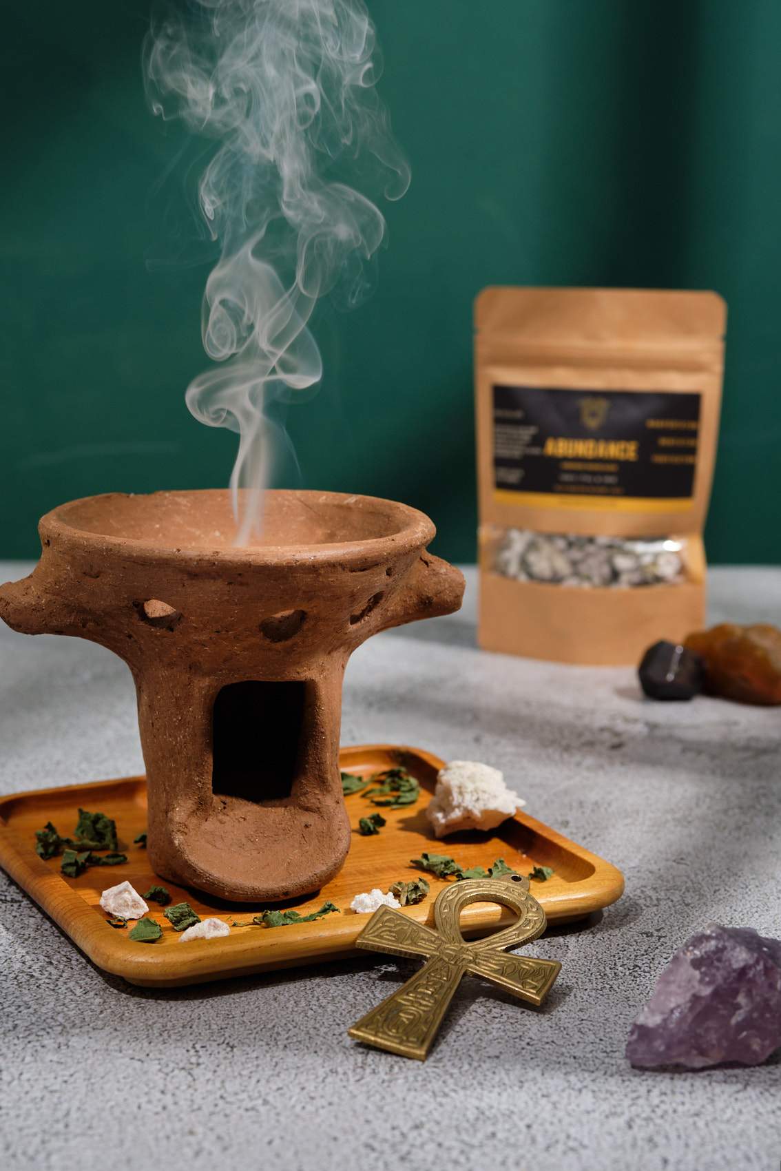 St.Lucian Coal Pot with Abundance Incense Blend